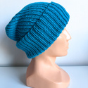 NANA – czapka wywijana beanie z wełny baby merino 32 turkusowy