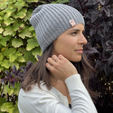 NANA – czapka beanie z wełny baby merino 19 szary, ręcznie robiona