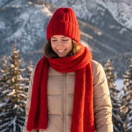Wełniany szalik Nitkowe Love AUREA 30x180 cm 100% Baby Merino plus moher i jedwab 16/14 Czerwony