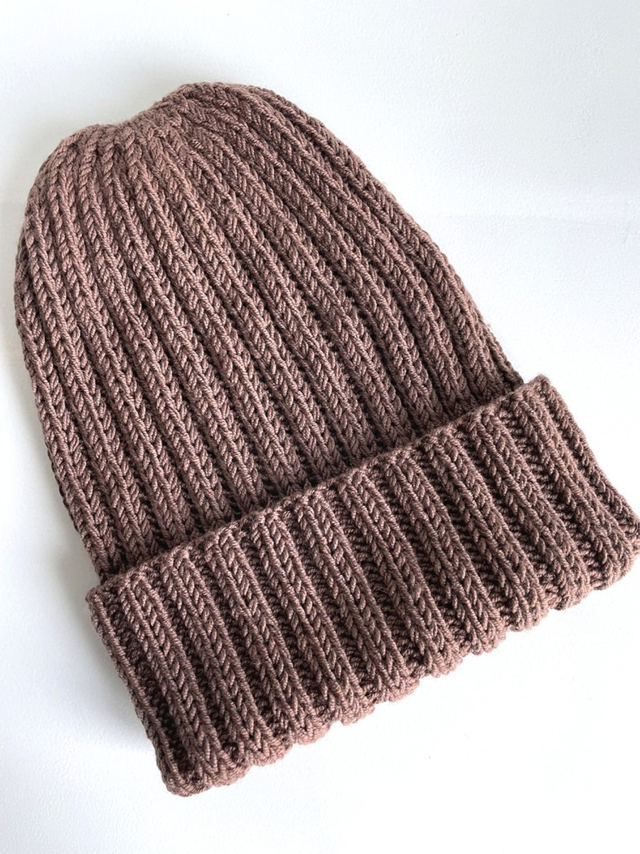 HELLI – czapka zimowa merino wywijana 52 Czekolada, unisex