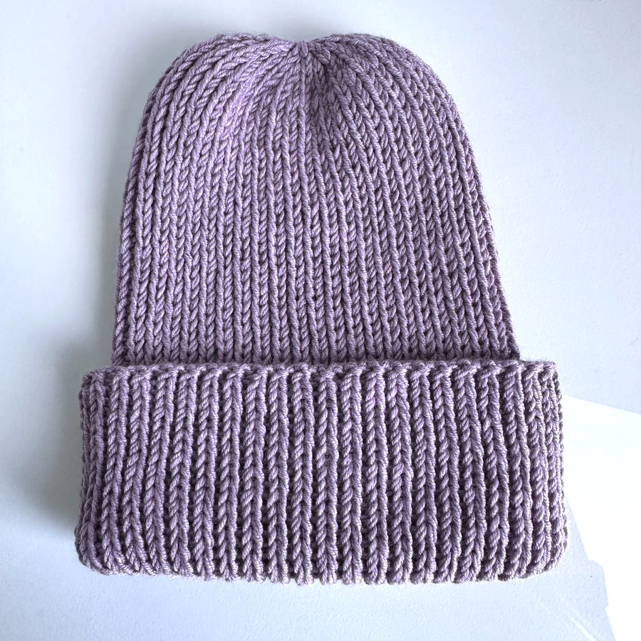 NANA – czapka beanie wywijana z wełny baby merino 39 Fioletowa Orchidea