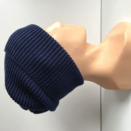 VARELLA – czapka beanie z wełny merino 100% baby merino 13 granatowy, jesienno-zimowa