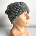 AUREA – czapka beanie handmade baby merino + moher i jedwab dziecięca/damska 50/10 Zielona Szałwia