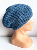 MORGANA – czapka damska alpaka + jedwab beanie 6309/25 stalowy niebieski