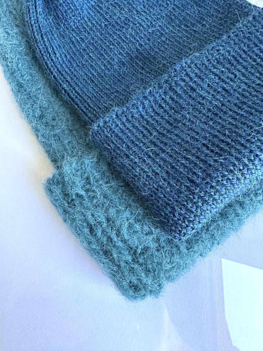 Czapka wywijana HELEN 100% Alpaka 7240 Niebieski Petrol