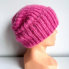 WATA CUKROWA 2.0 – czapka z alpaki damska 17/9034 ciemnoróżowy