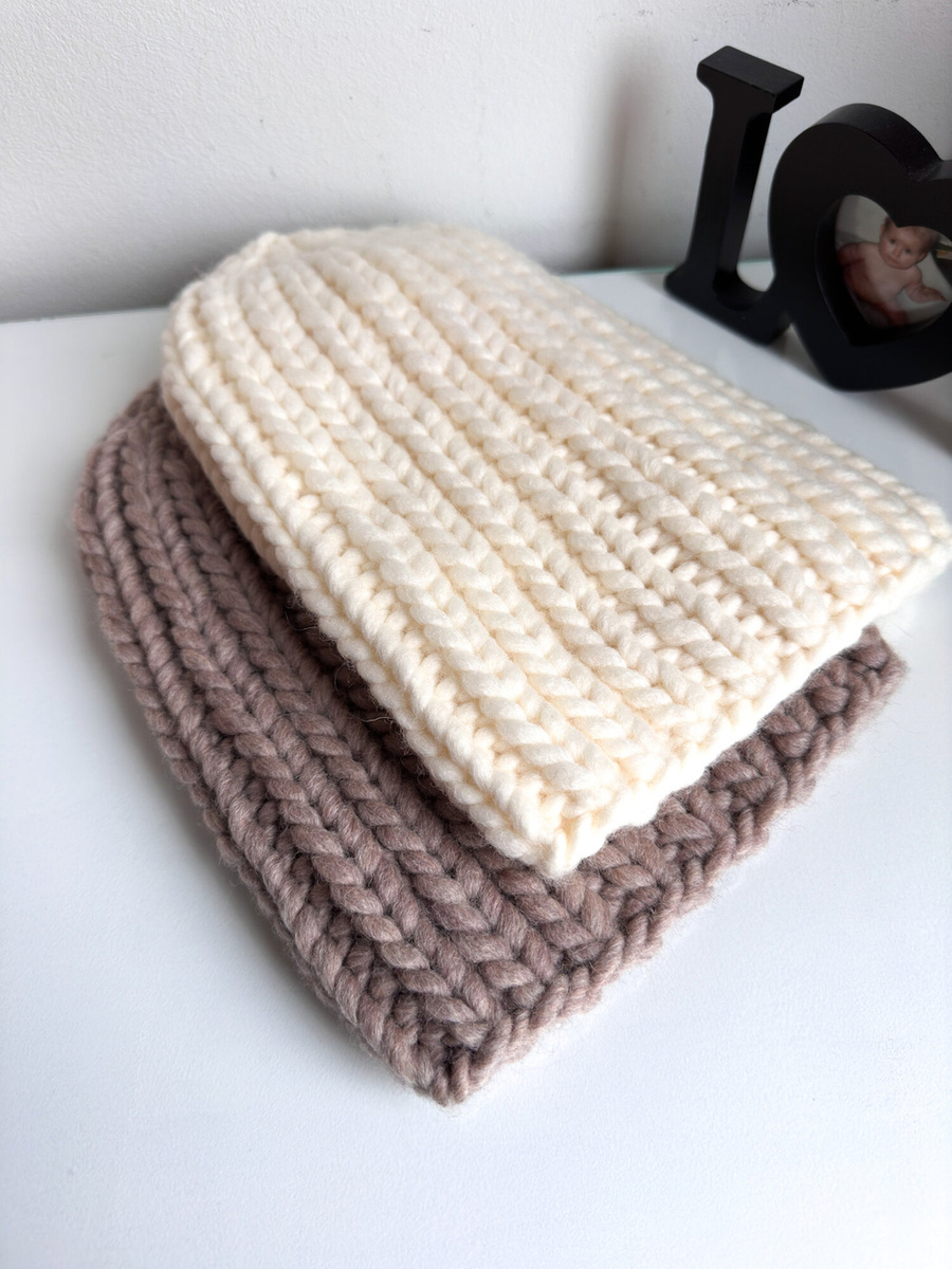 ASHER – gruba czapka wełniana damska beanie Nitkowe Love 03 Ciemny szary