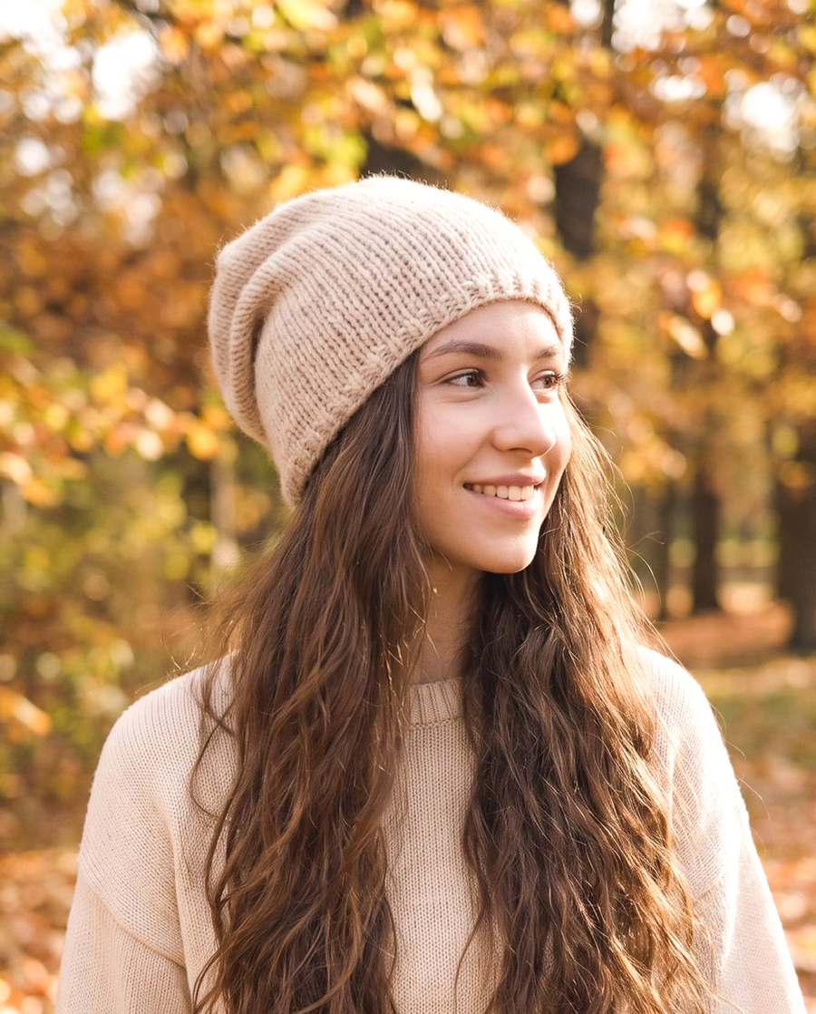 CHMURKA Handmade Alpaca Beanie 02 Wheat