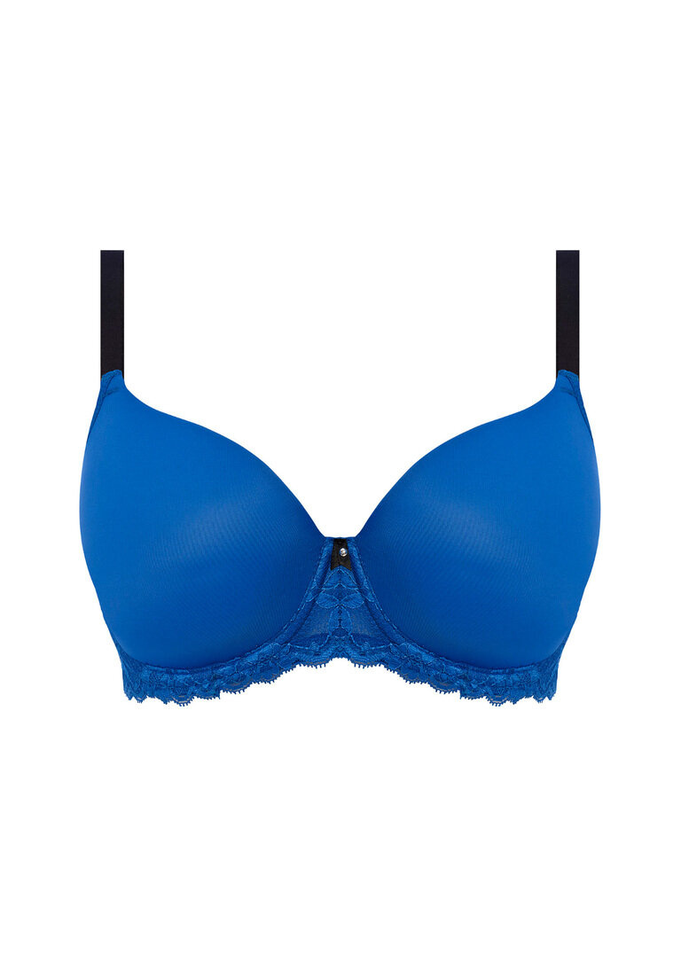 KOMPLET - Biustonosz Freya OFFBEAT AA5450DAZ Uw Moulded Demi T-shirt Bra Dazzling Blue + figi (32G + L)