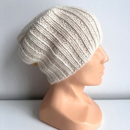 LAURIN – czapka zimowa beanie z alpaki 100% 100 Ecru