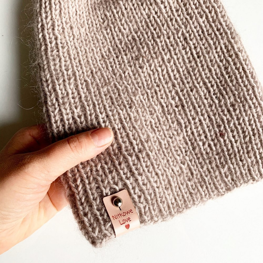 AUREA – ręcznie robiona ciepła czapka beanie merino + moher i jedwab damska 23/20 Jasny Beż