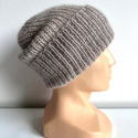 AUREA – ręcznie robiona ciepła czapka beanie z baby merino + moher i jedwab dziecięca/damska 23/20 Jasny Beż