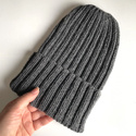 HELLI – czapka zimowa merino wywijana 100% Baby Merino 20 Ciemny szary
