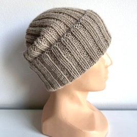 Ręcznie robiona Czapka wywijana LAURIN 100% Alpaka 2020 Jasny