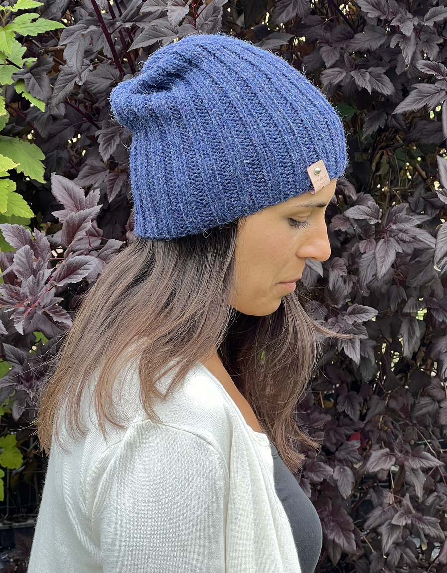 LAURIN – czapka z alpaki 100% damska beanie 6360 Nocne niebo zimowa