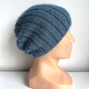 MARGARET – czapka beanie damska alpaka + moher jedwab cienka 6309/27 średni niebieski petrol