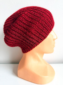 Czapka zrobiona na drutach KIARA 100% Alpaka 3650 Bordowy
