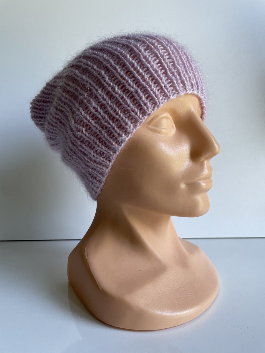 AUREA – ręcznie robiona czapka beanie baby merino + moher i jedwab damska 54/09 Pudrowy Róż