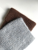 Handgemachte Damenmütze AUREA 100% Baby Merino plus Mohair und Seide 22/06 Grau Hellblau