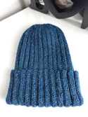 LAURIN Turn-Up Beanie 100% Alpaca 7240 Niebieski Petrol