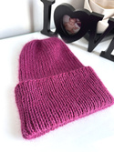 AUREA – ręcznie robiona ciepła czapka beanie baby merino + moher i jedwab damska/dziecięca 34/17 Wrzos