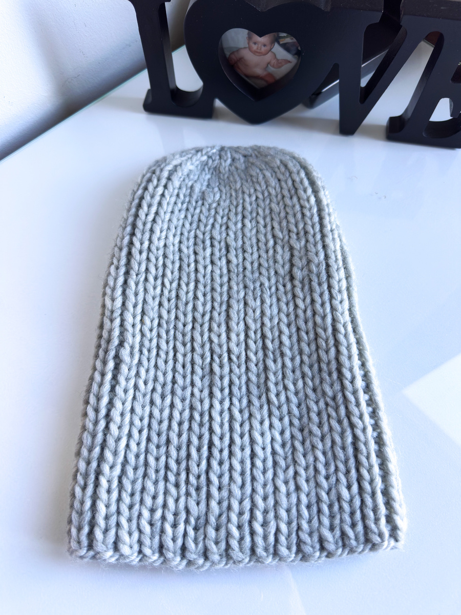 Ręcznie robiona czapka damska JANKA 100% Wełna owcza 53 Jasny Szary