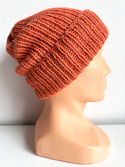 Czapka wywijana zrobiona ręcznie na drutach KIARA 100% Alpaka 2915 Pomarańczowy