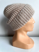 Ręcznie robiona czapka beanie AUREA 100% Baby Merino plus moher i jedwab 43/08 Jasny Morski