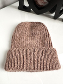 KIARA Mütze mit Umschlag 100% Alpaka 618 Nugat Beige