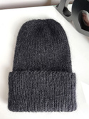 Ręcznie robiona czapka beanie AUREA 100% Baby Merino plus moher i jedwab 21/02 Czarny