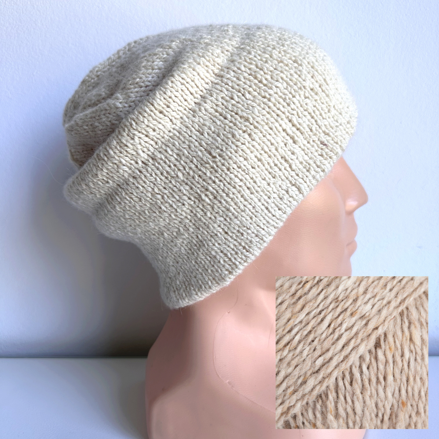 Ręcznie robiona Czapka hand made Tweed 03 Piaskowy