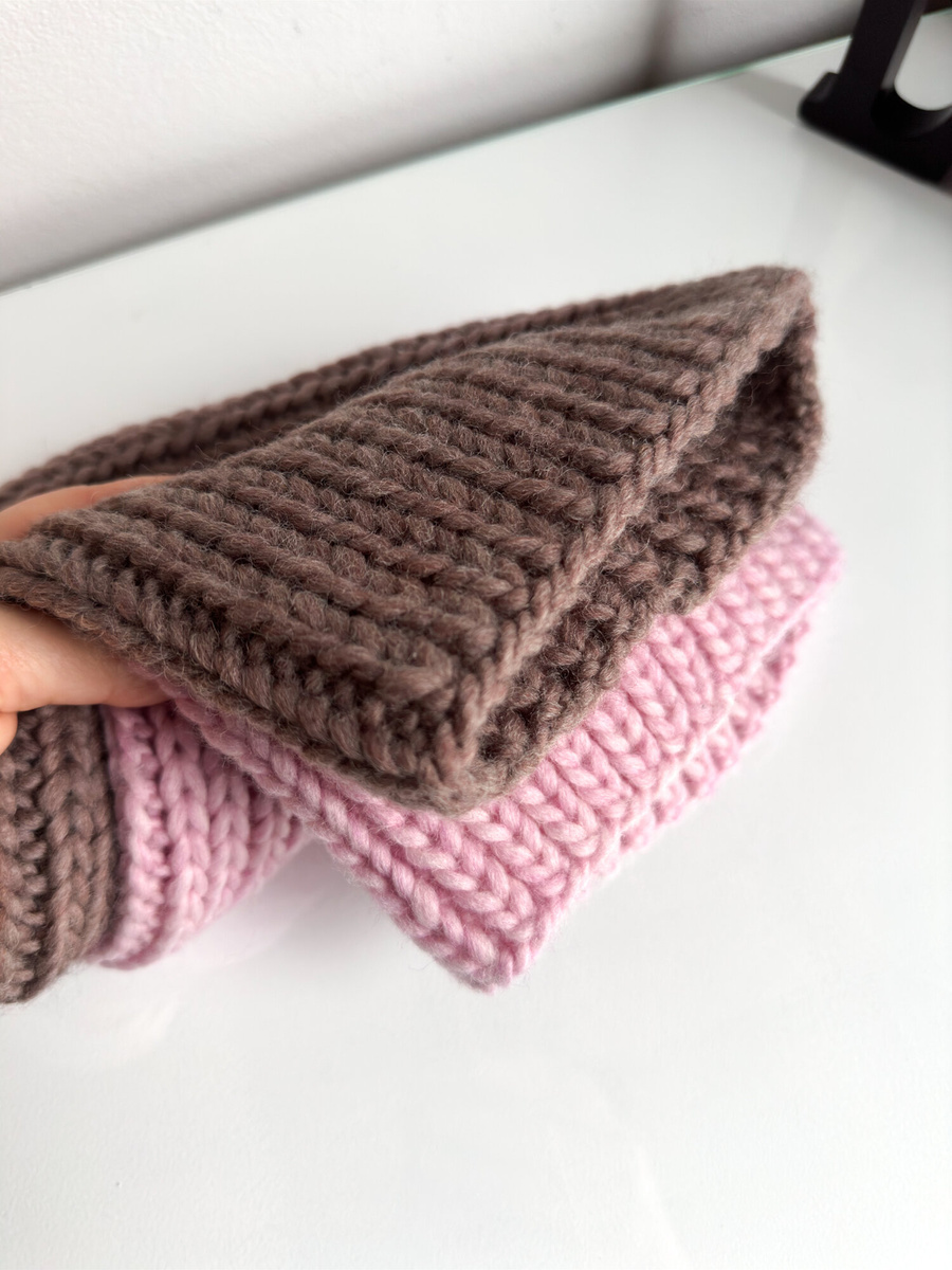 JANKA – gruba czapka beanie zimowa damska z wełny Nitkowe Love 30 Pastelowy Róż