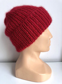 AUREA – ręcznie robiona ciepła czapka beanie baby merino + moher i jedwab dziecięca/damska 16/14 Czerwony