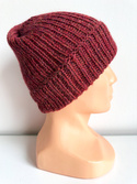 KIARA Turn-Up Beanie 100% Alpaca 5565 Bordowo-Brązowa