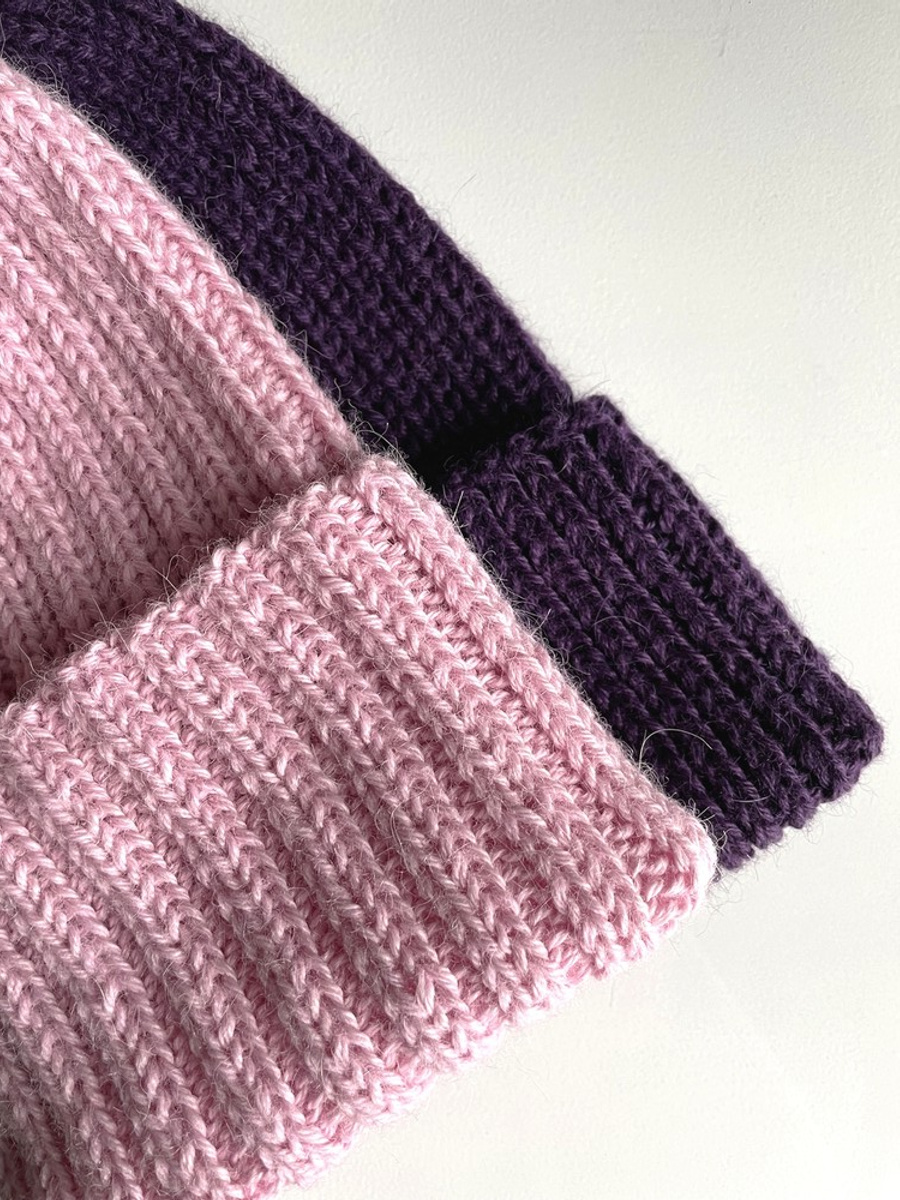 Czapka wywijana zrobiona ręcznie LAURIN 100% Alpaka 3140 Jasny Róż