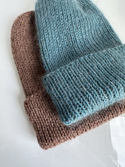 AUREA – ręcznie robiona czapka beanie baby merino + moher i jedwab damska/dziecięca 47/37 Morze Północne