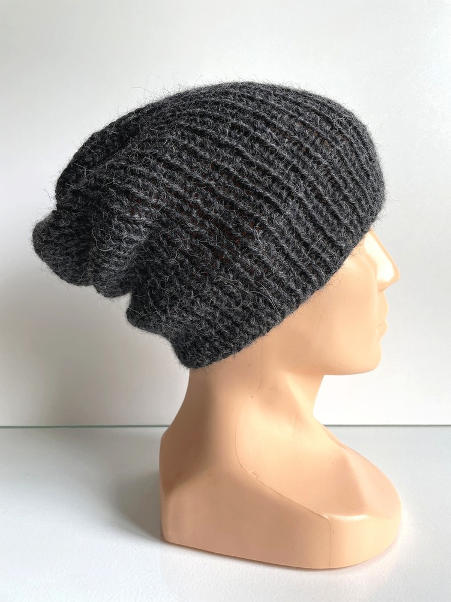 KIARA Beanie-Mütze aus 100% Alpaka 506 Dunkelgrau