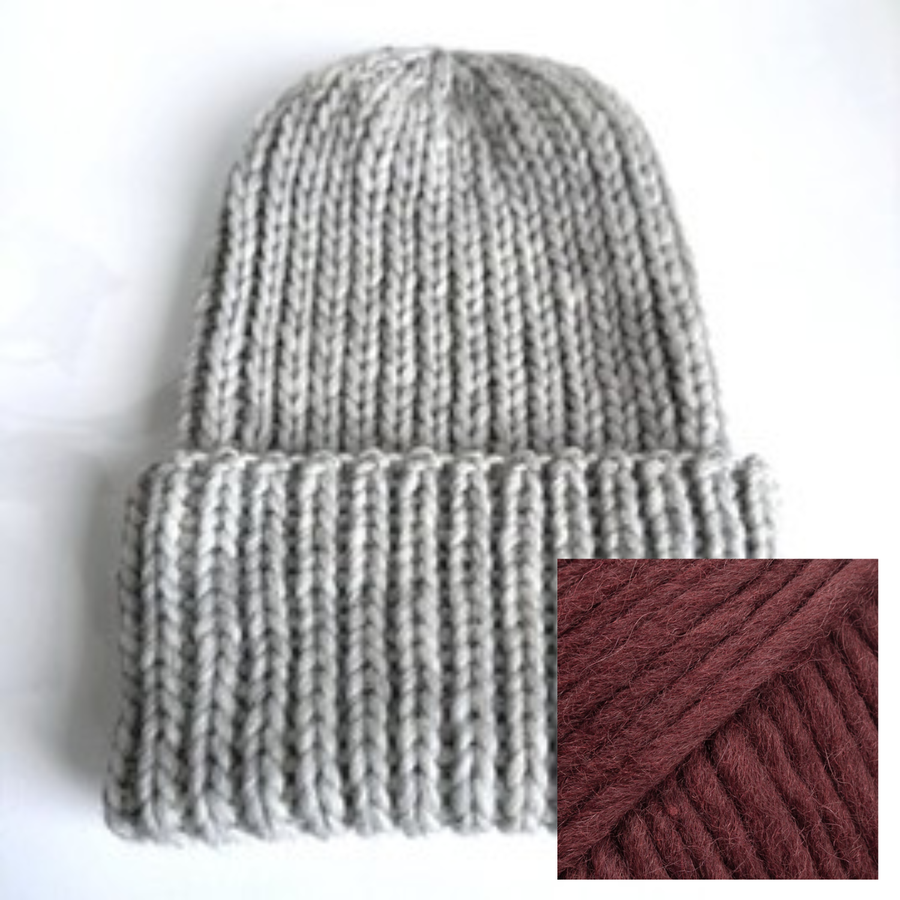 JANKA Thick Wool Beanie 119 Wino Śliwkowe Nitkowe Love