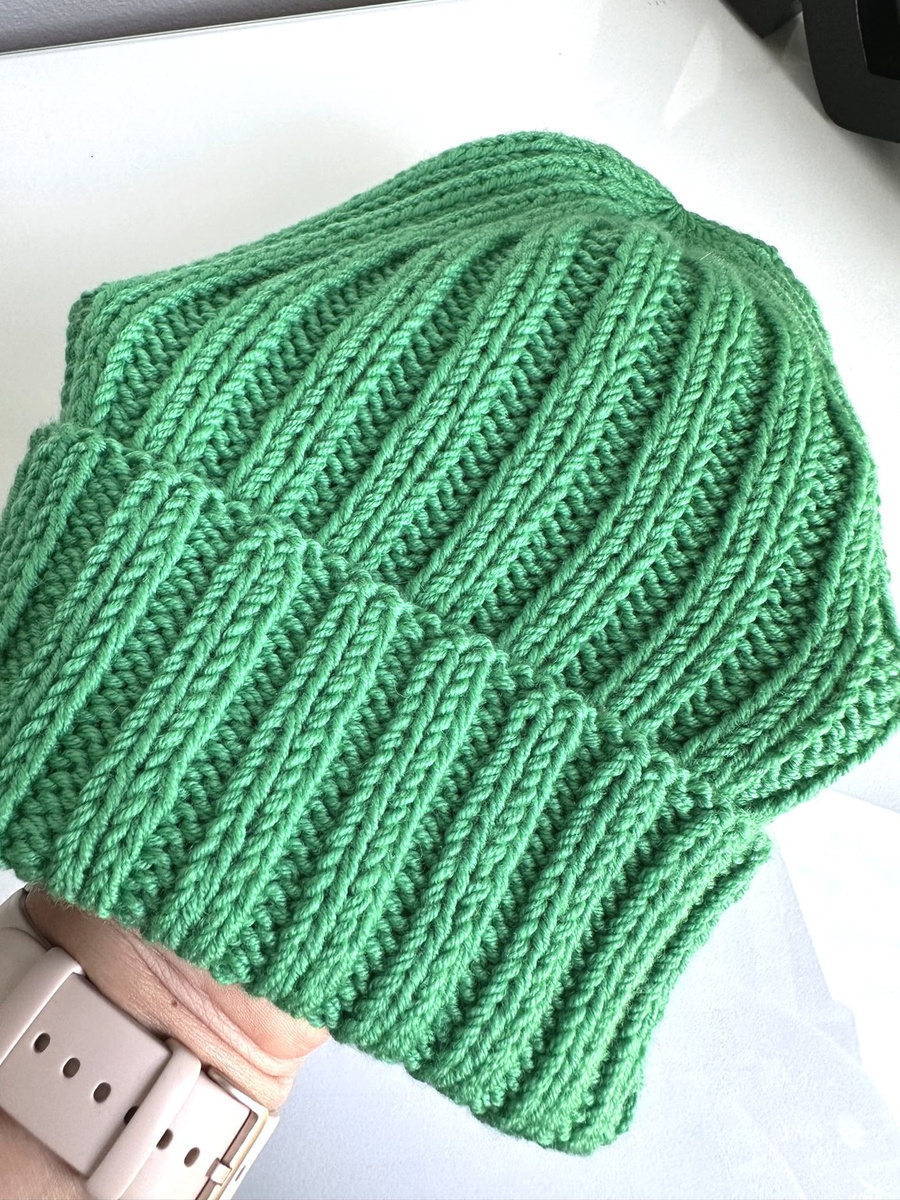 HELLI – czapka merino wywijana 100% Baby Merino 31 jaskrawozielony