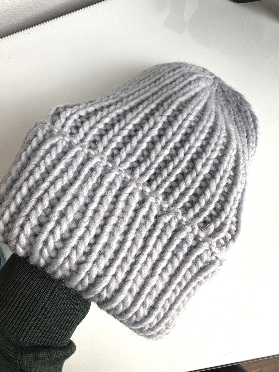 Ręcznie robiona czapka wywijana JANKA 100% Wełna owcza 52 Rosa