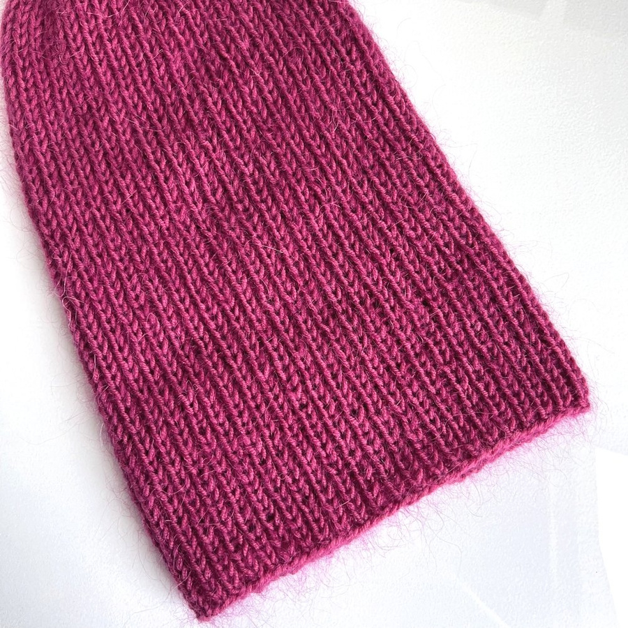 Handmade women's hat AUREA 100% baby merino plus mohair and silk 41/17 Plum