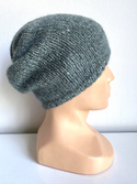 Ciepła czapka ręcznie robiona CHMURKA Alpaka 45 Morze Północne
