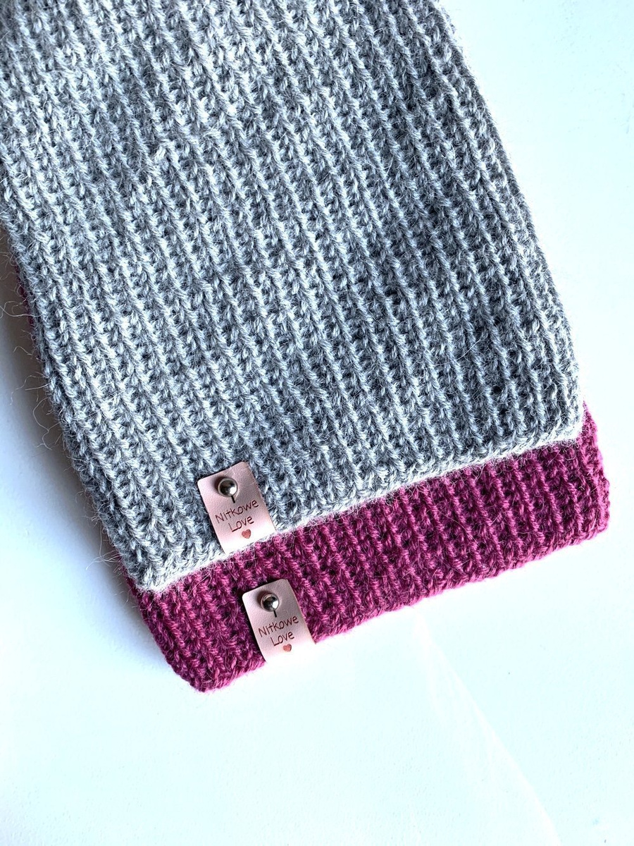 Czapka robiona na drutach KIARA 100% Alpaka 501 Jasny Szary