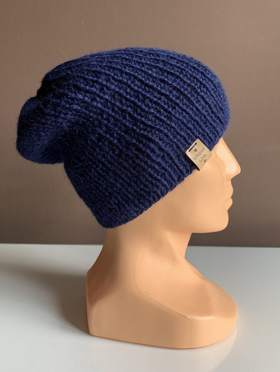 KIARA Beanie-Mütze aus 100% Alpaka 5575 Dunkelblau