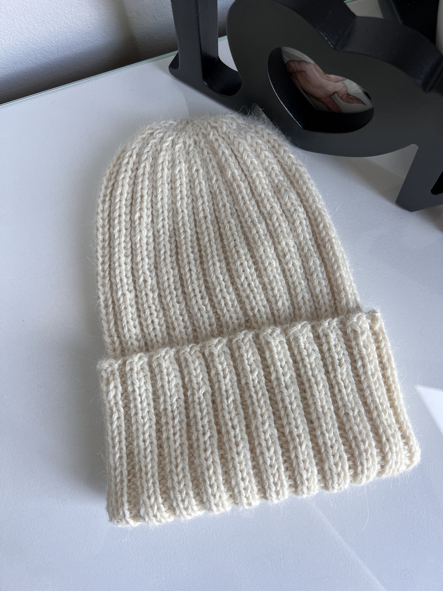 LAURIN Turn-Up Beanie 100% Alpaca 100 Ecru