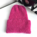 AUREA – ręcznie robiona czapka beanie baby merino + moher i jedwab damska/dziecięca 08/13 fuksja