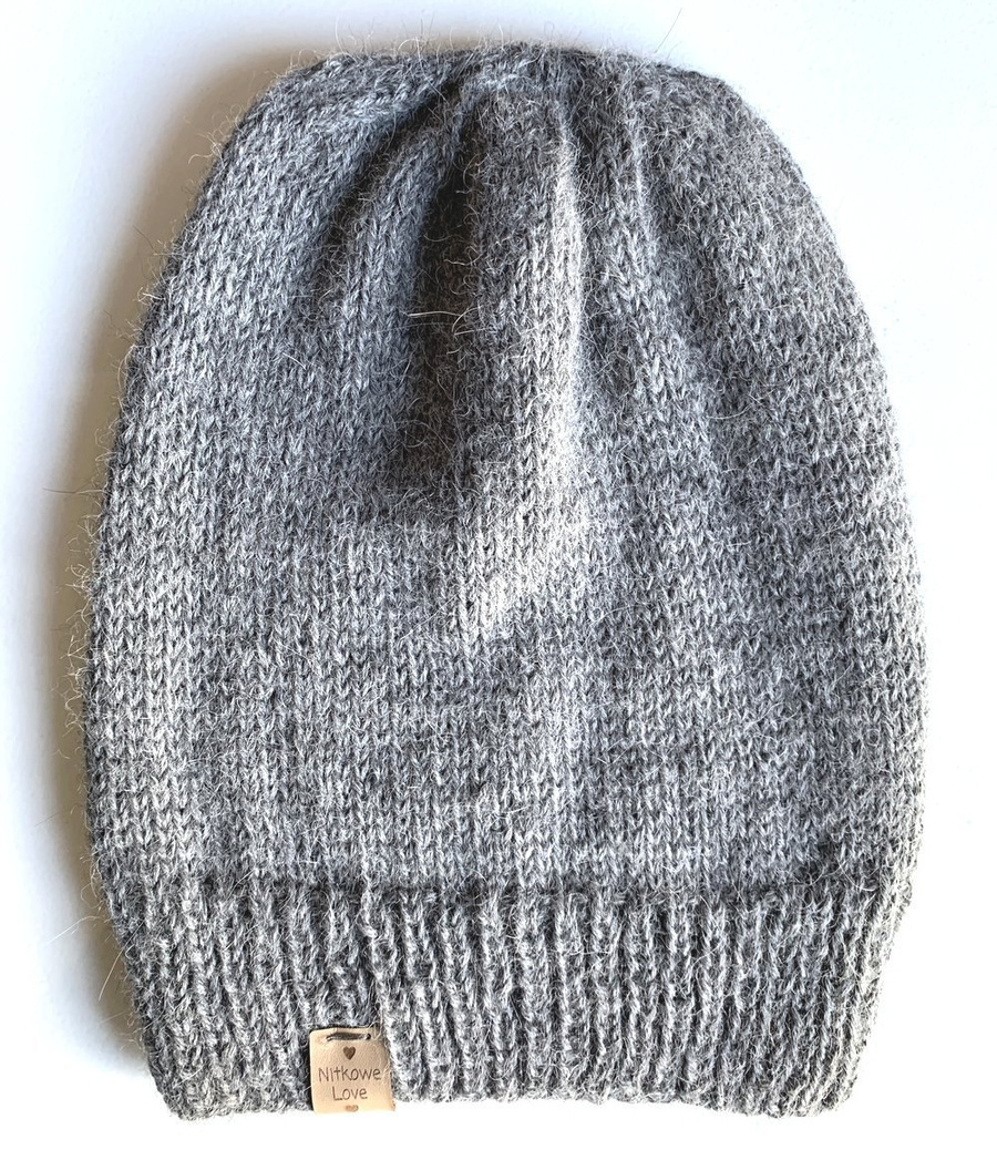 JONA– czapka z alpaki damska 100% alpaka 517 średni szary beanie zimowa