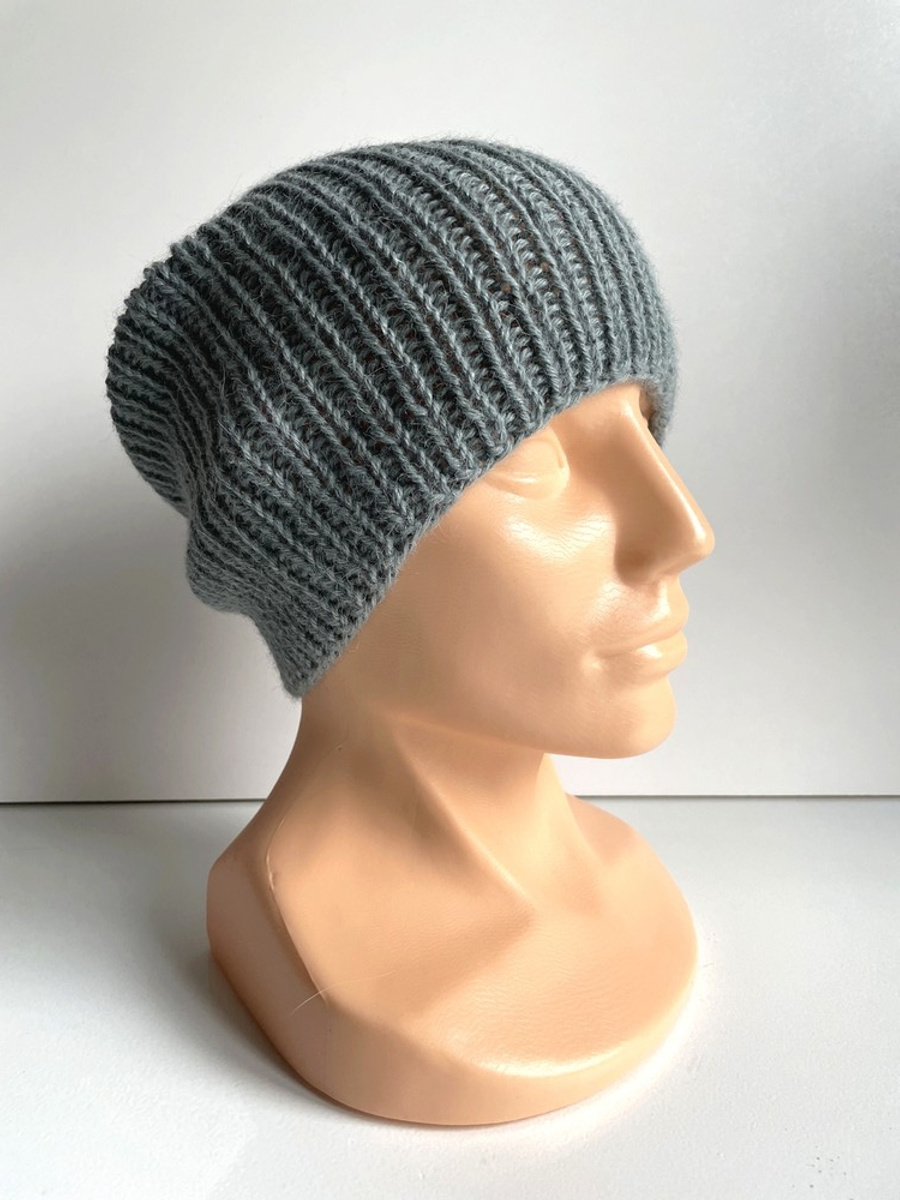 KIARA – czapka beanie z alpaki 100% 7139 niebieski mineralny damska zimowa