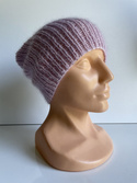 AUREA – ręcznie robiona czapka beanie baby merino + moher i jedwab damska 54/09 Pudrowy Róż