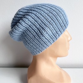 KIARA Damen-Beanie-Mütze aus 100% Alpaka 6205 Blau